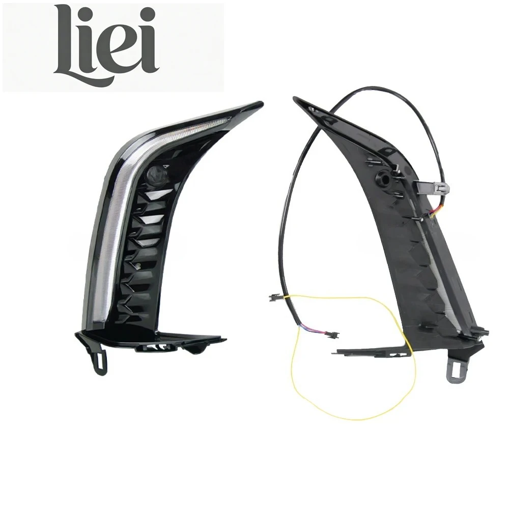 LIEI Car LED Daytime Running Light DRL Front Bumper Fog Lamp cover with yellow Turn Signal For Toyota Camry SE XSE 2024 2025