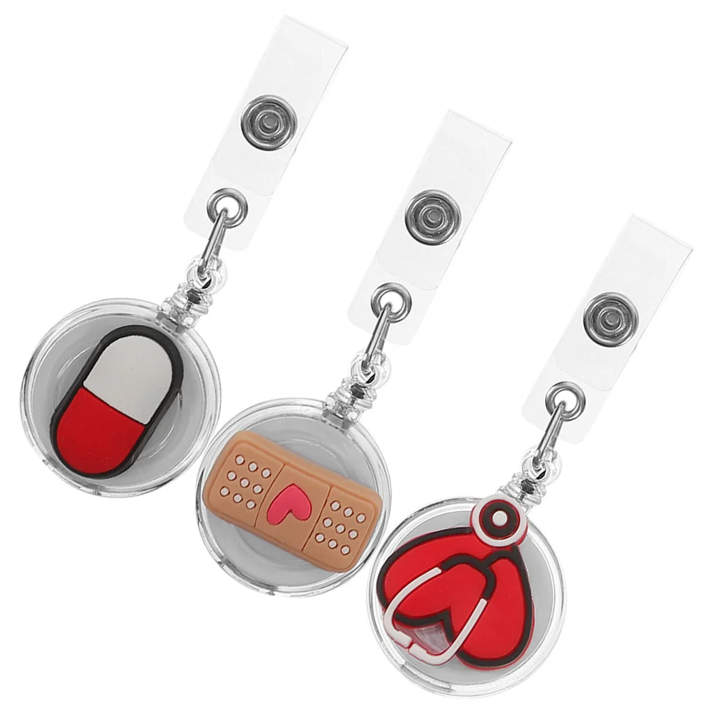 

3Pcs Portable Badge Holders Retractable Badge Clips Acrylic ABS Aluminium Alloy Id Card Holder for Nurses Factory