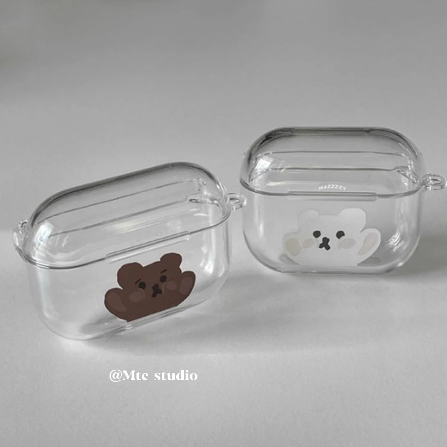 Ins Cute Little Bear Soft Clear TPU Wireless Earphone Case For Apple AirPods 4 1 Pro 3 2 Generation Protective Silicone Cover