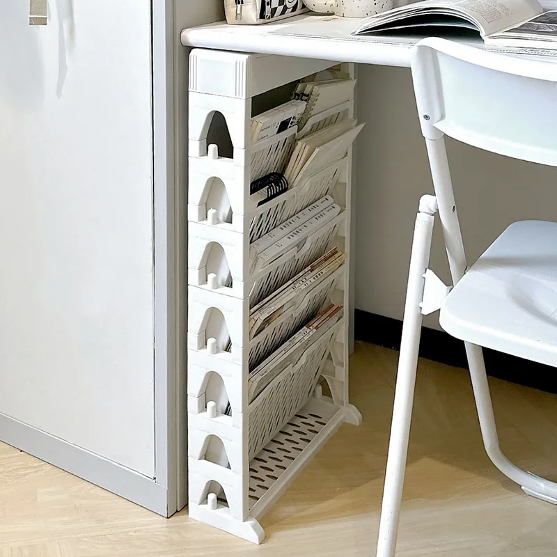 Bookshelves under the desk, shelves on the floor,student dormitory desks, books, organizing, and storage, simple bookcases