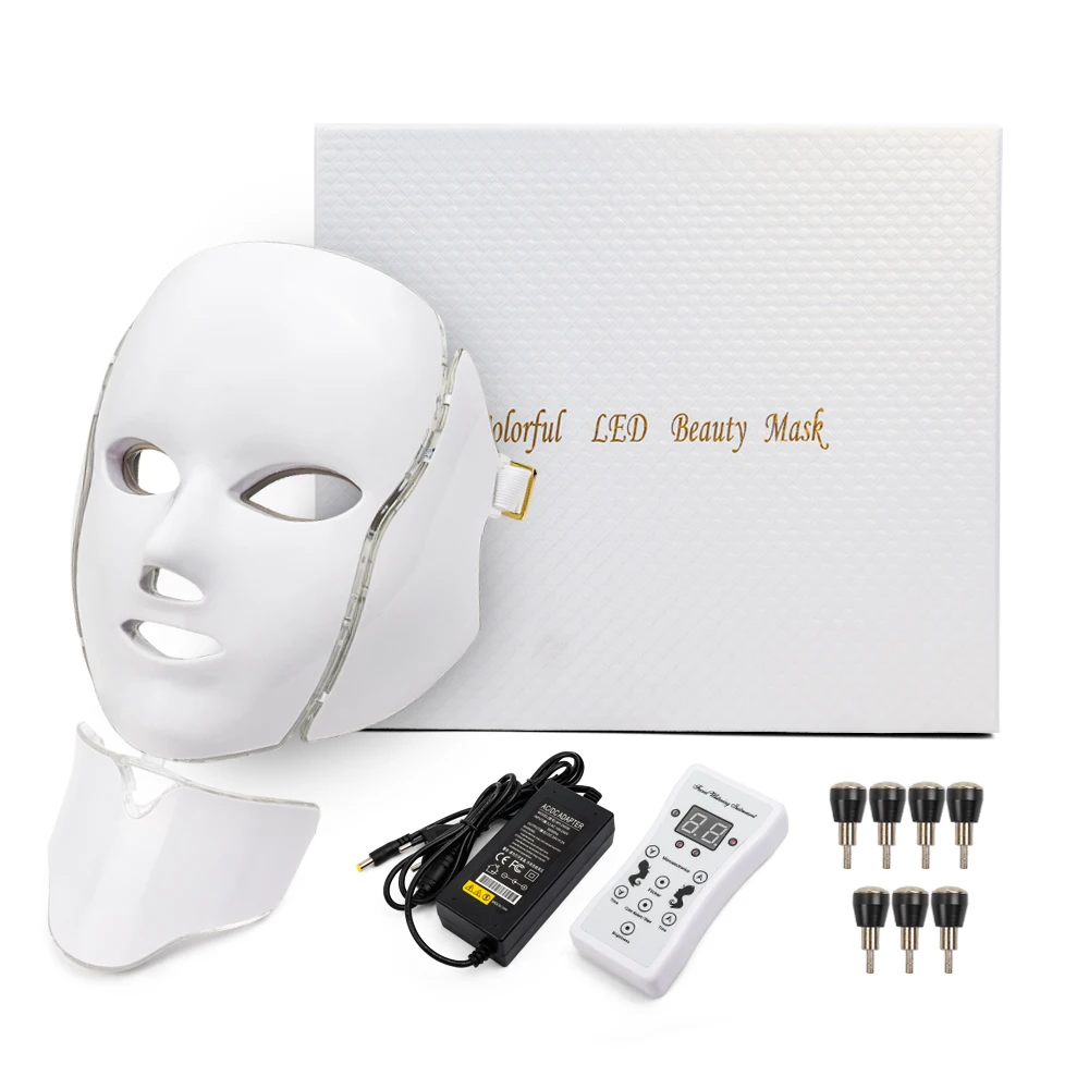 7 Colors LED Facial Mask with Neck LED  Mask  Skin Rejuvenation Anti Acne Beauty  Face Lifting