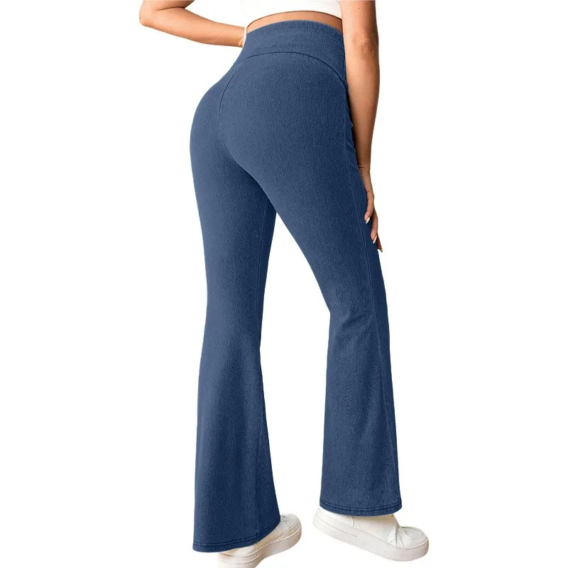 Maternity Clothing Flare Jeans Cross Over Belly Support Stretch Denim Bell Bottom Pants High Waist Pregnancy For Pregnant Woman