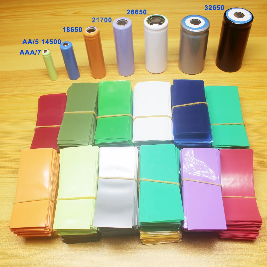 

100pcs/lot 21700 18650 Lithium battery PVC heat shrink sleeve 14500 32650 Battery pack Outer packaging shrinkable film