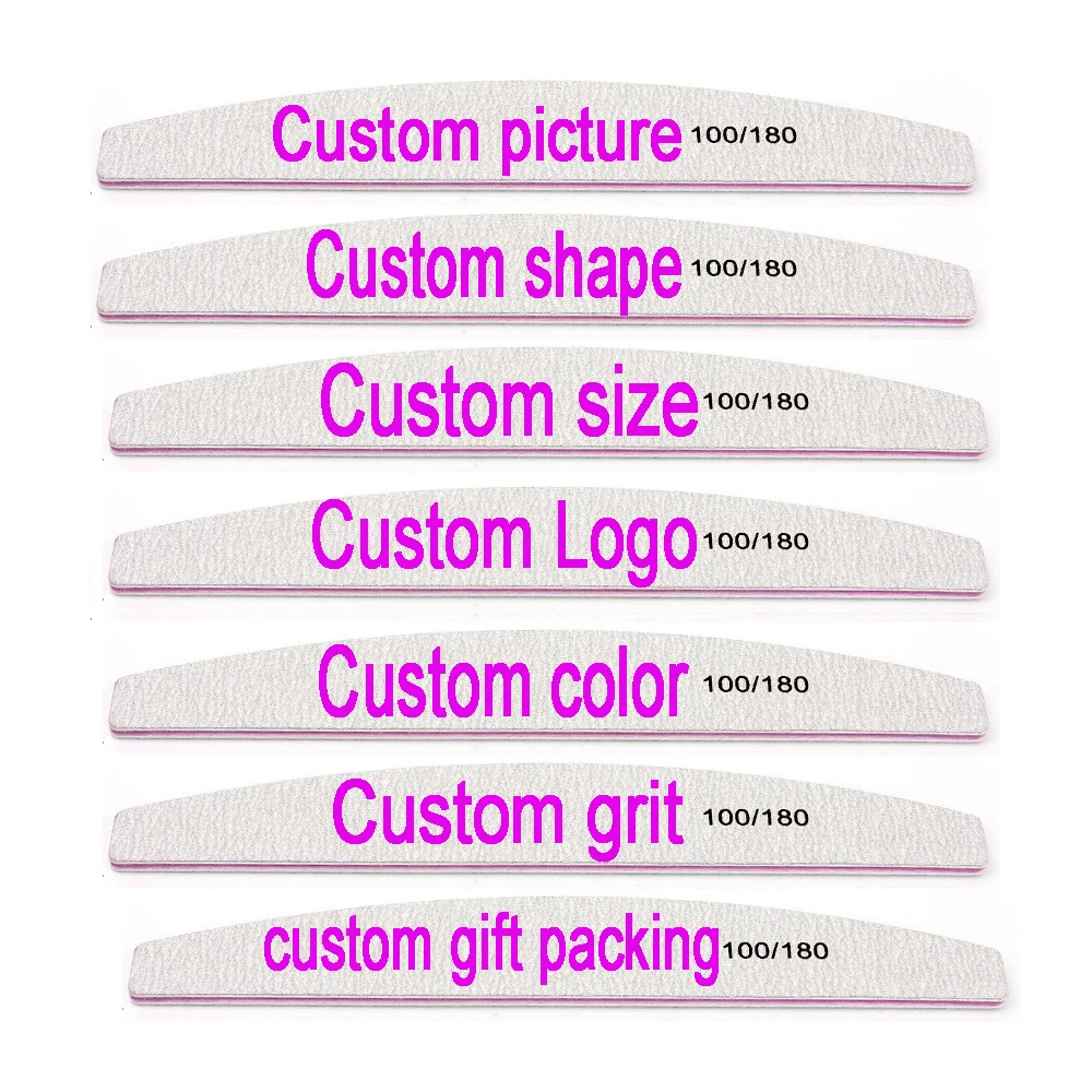 

1000PCS Professional Custom Logo emery nail files sanding paper nail file 100/180 custom nail file Good Quality Bulk Wholesale