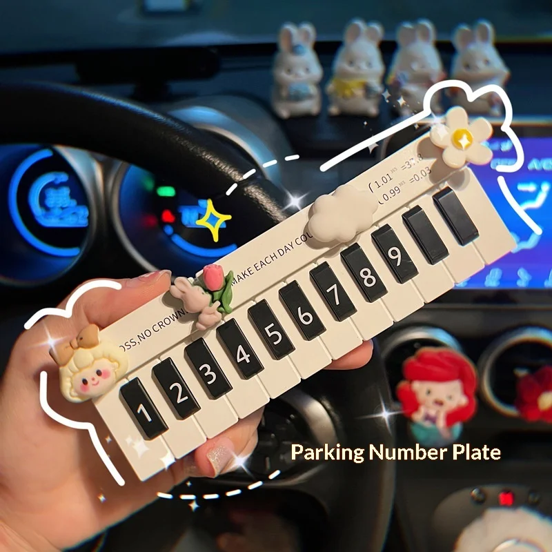 Piano Shaped Car Temporary Parking Sign, Musical Key Dashboard Phone Number Holder, Hidden Privacy Design, Creative Interior Car