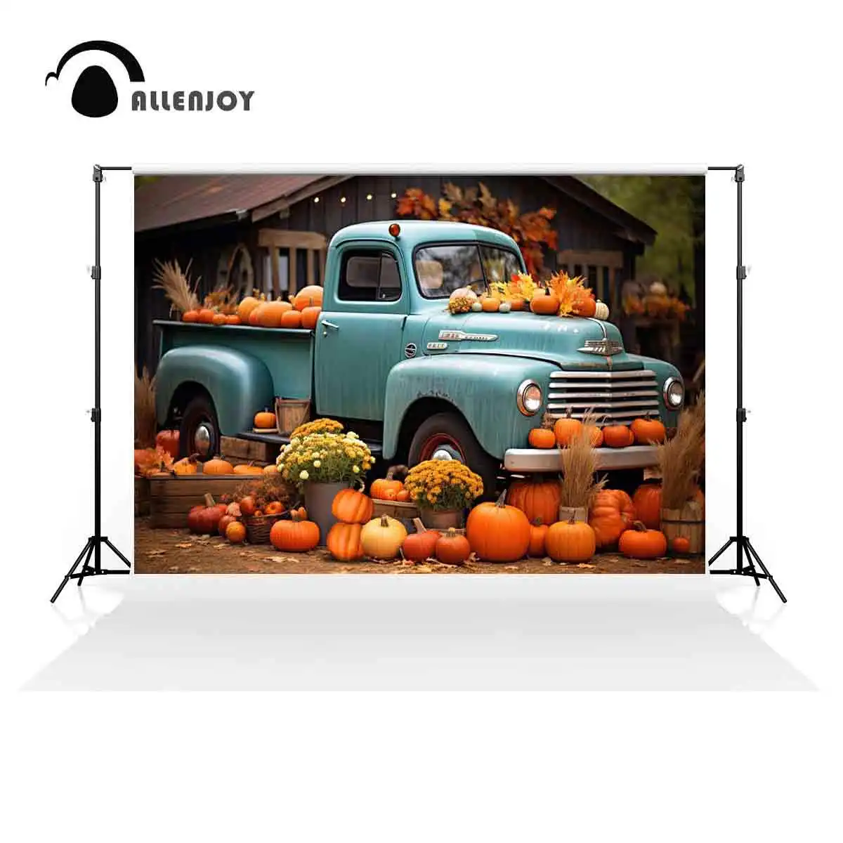 Allenjoy Autumn Blue Truck Backdrop