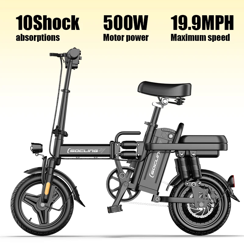 14' Lightweight E-Bike-G11, Max Load Capacity Of 330LBS, Disc Brake, 500W Motor, Up To 19.9MPH Speed, 6-hour Fast Charging, Foldable Biicycle with Anti-theft Battery, Two Models Optional, Mini-Ebike For Commuting image 9