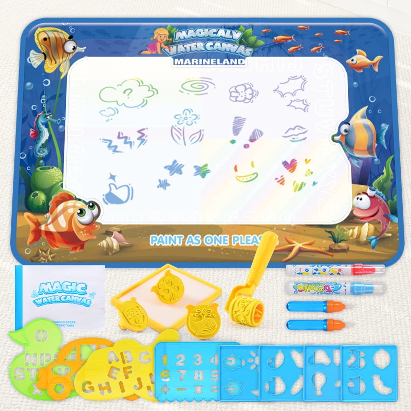 Water Doodle Mat Kids Painting Writing Color Doodle Drawing Mat Toy Bring Magic Pens Educational Toys for Girl Boy Toddler Gift