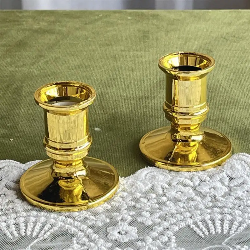 2pcs Taper Candle Holders Candlestick Silver Gold Rod Wax Base Fits Wedding Banquet Art Deco Candle Holder Home Decor