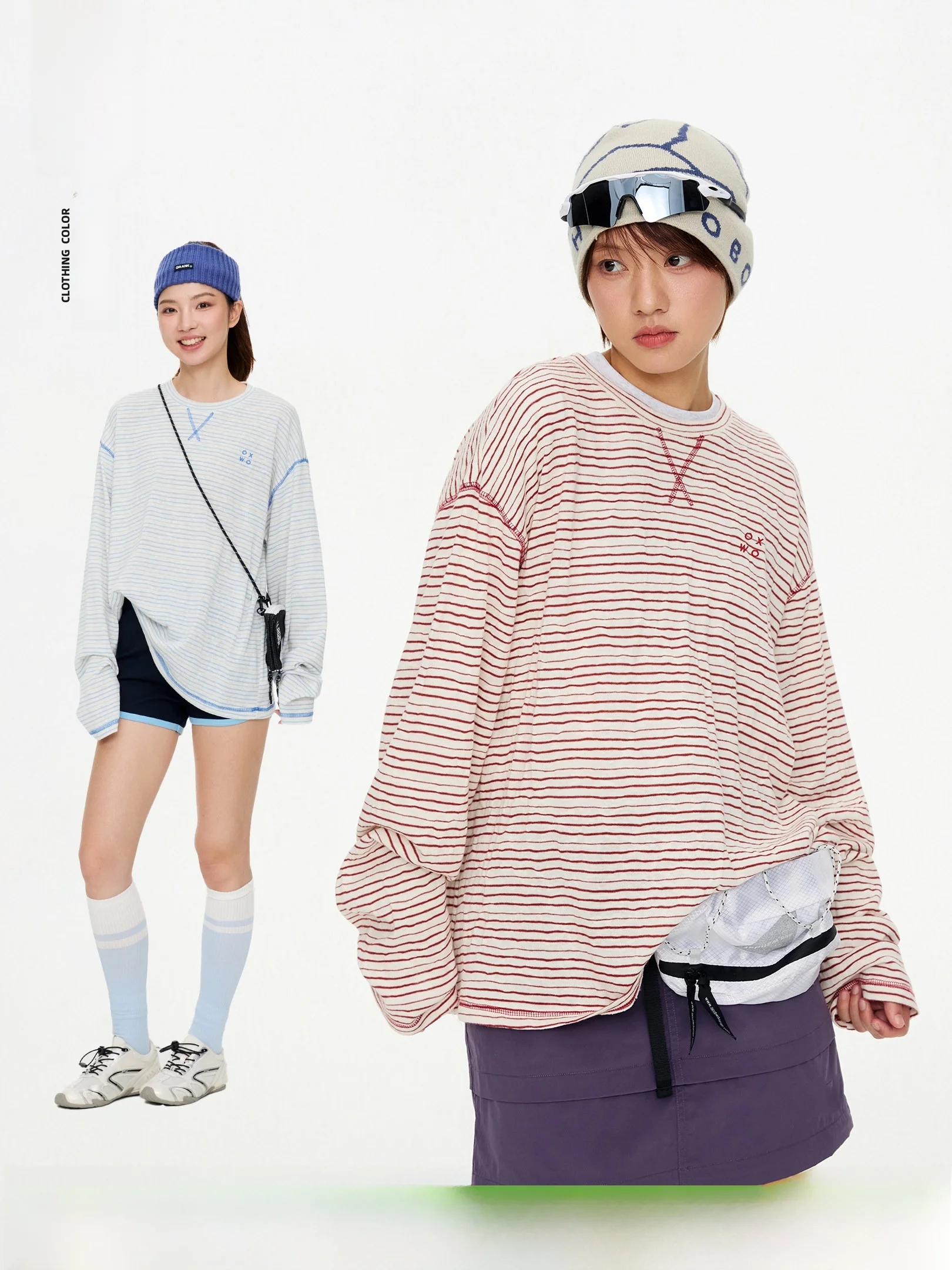 

Owox Stripe Long Sleeve T-Shirt Lightweight Sport Base Layer Loose Lazy Translucent UV Protection Cover up Casual Style for W...