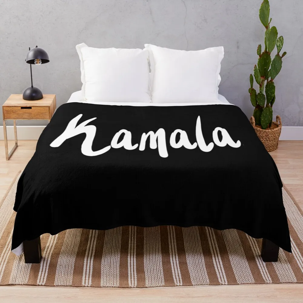 Kamala popular girls name woman women’s first name in white cursive calligraphy personalised personalized customiz Throw Blanket