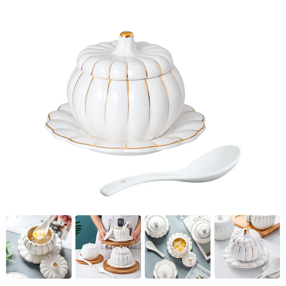 

Flatware Pumpkin Stew Household Cookware Steamed Rice Bowl Ceramic Container Food Shape Creative Decorative Soup