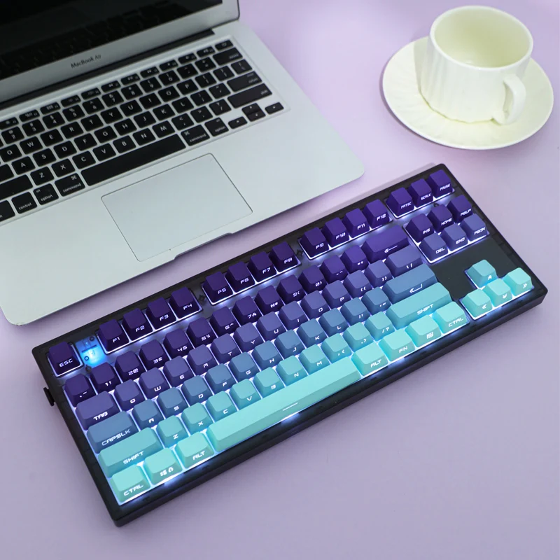 134 Keys Purple Gradient Keycaps for Mechanical Keyboard Side Print OEM Height PBT Double Shot Win Mac AULA F75 Ajazz AK820 Pro