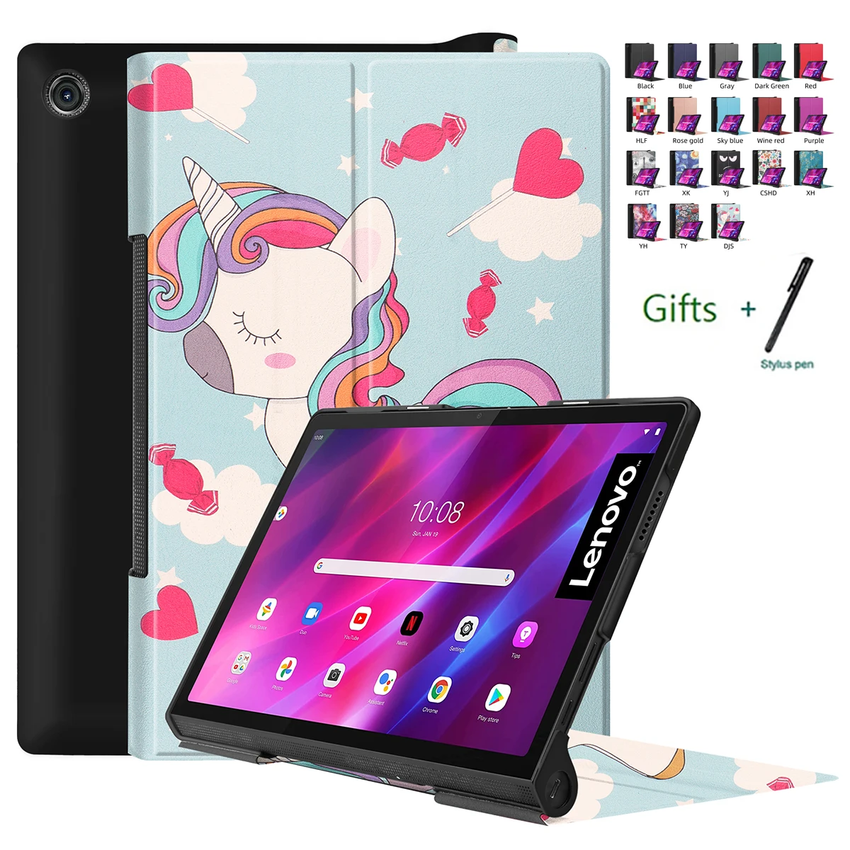 Magnetic Stand for Lenovo Yoga Tab11 YT-J706 Smart Tablet 10.1 Tab 5 YT-X705 Tablet Holder Stand Case Cover Shell Funda + Gift P