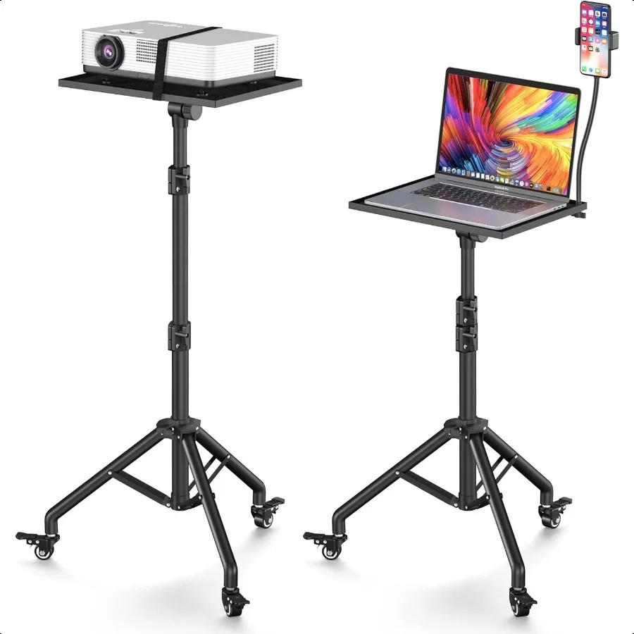

Black Projector Floor Stand with Wheels Adjustable Height 29 to 44 Inches Ideal for Office Home Portable Laptop Stand
