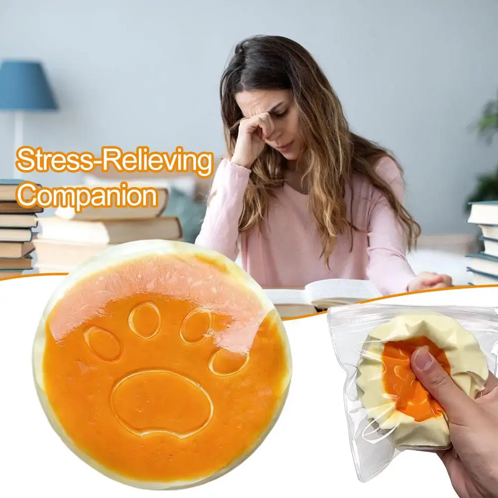 Silicone Cat Paw Squeeze Fun Cheesecake Textured Stress Relief Toy Sticky Bag Food Toy Bread Slow Rebound Girls' Squeeze Toy