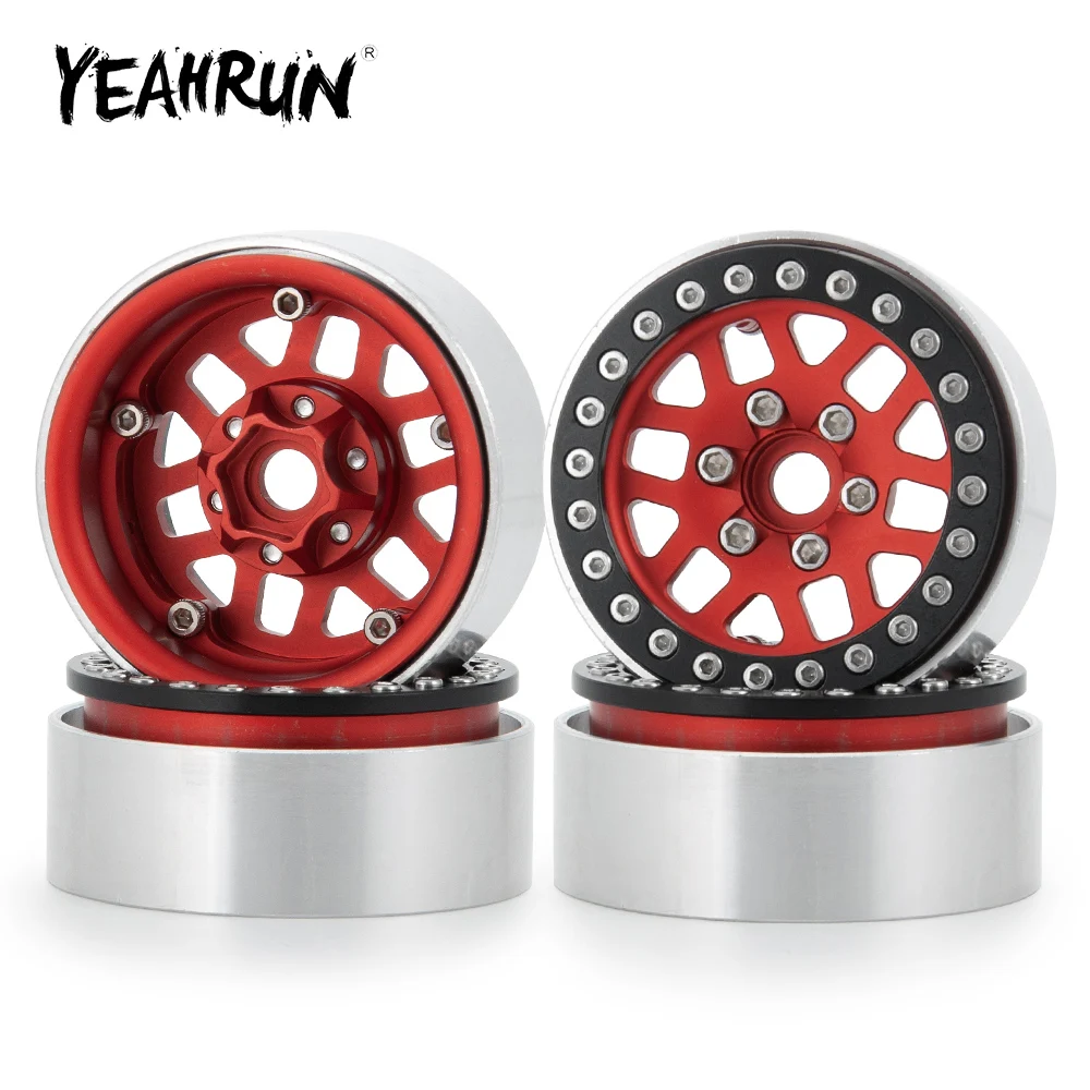 

YEAHRUN 4Pcs 1.9inch Aluminum Alloy Beadlock Wheel Rims Hubs for Axial SCX10 D90 TRX-4 1/10 RC Crawler Car Model Upgrade Parts