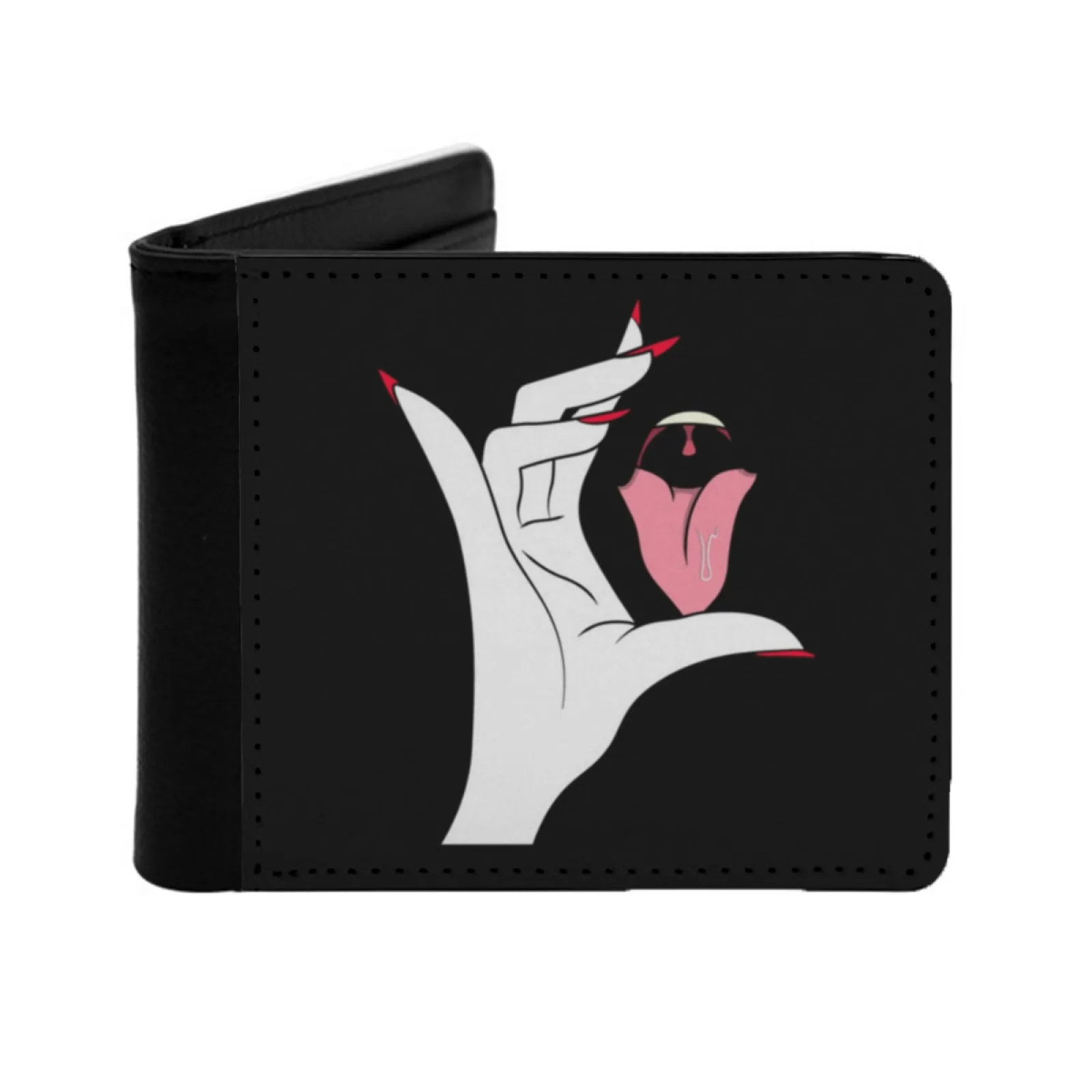 Sexy Cartoon Illustration Deepthroat Queen Personalized Men's Leather Wallet Credit Card Pouch Purse Queen Queen Funny Adult