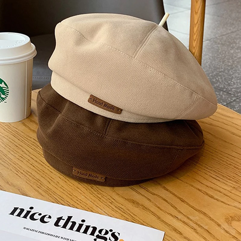 1PC Autumn Winter New Sweet Cool Light Luxury Woolen Hats Retro Versatile Berets Cap