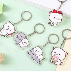 Mitao Cat Anime Schlüsselanhänger, Netzrot, süß, Paar, Pfirsich, Schultaschen-Ornamente, umgeben, Stand-Anhänger, Charm, Schlüsselanhänger-Geschenk