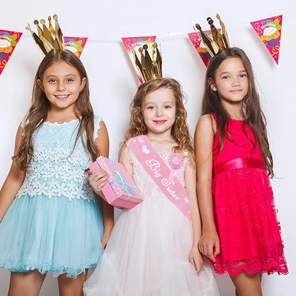 Birthday Sash Glitter - Roze blauwe babyshower glitter satijnen sash