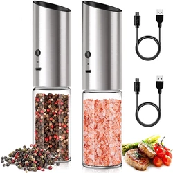 New Electric Salt and Pepper Grinder Set USB Rechargeable Eletric Pepper Mill Shakers Automatic Spice Steel Machine Kitchen T