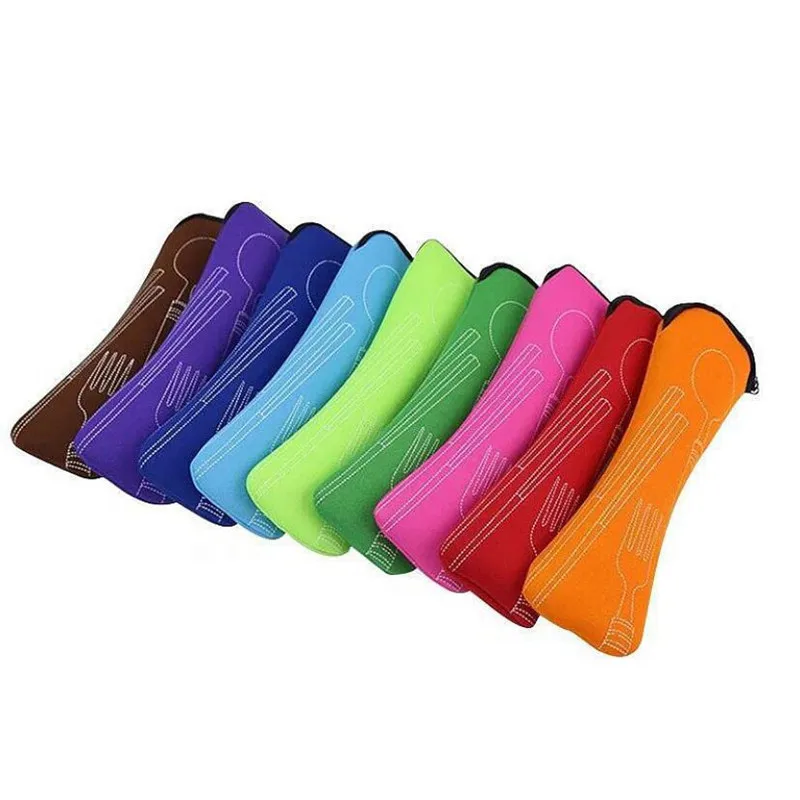 المحمولة أدوات المائدة حقيبة أدوات المائدة حقيبة عشاء مجموعة السفر صندوق تخزين وتعبئة أواني الطعام نزهة شوكة ملعقة حقيبة #2