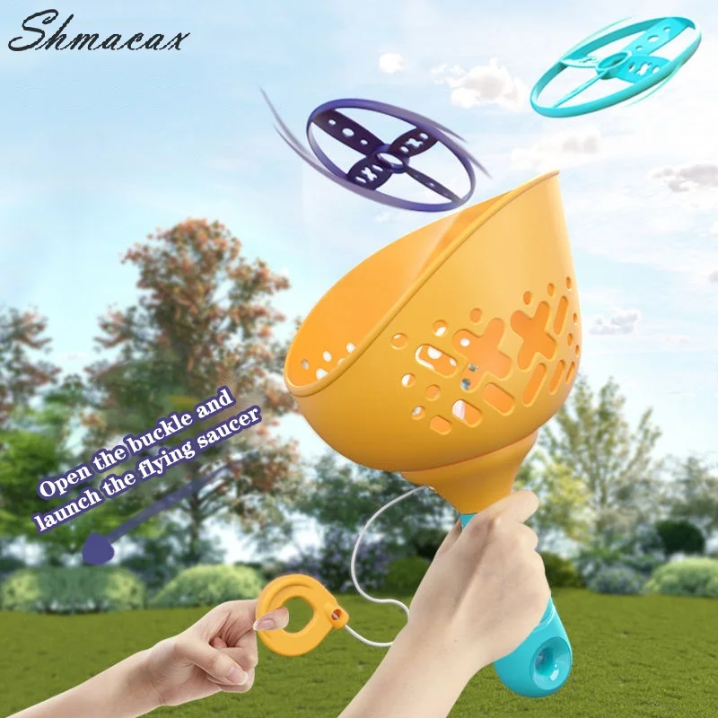 

Flying Saucer Disc Launcher Kids Flying Toys Pull String Throw Catch Outdoor Sport Propeller Children Toys Gift For Boy Girl