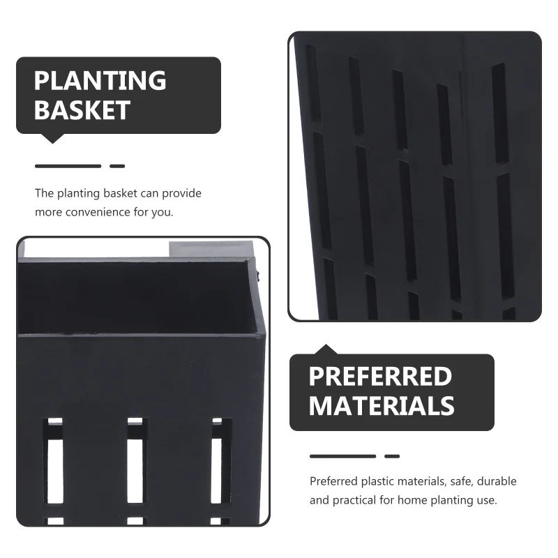 3 Pcs Black Hooks Aquarium Plant Stand Hanging Holder Pots Container Planting Baskets Plastic Fish Tank Decorations Naments Pet