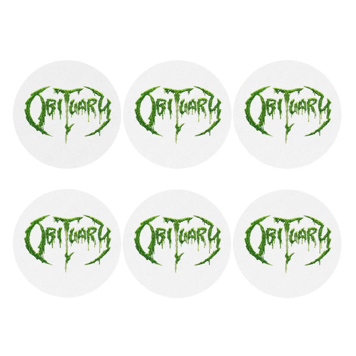 Adult Obituary Band Logo Death Metal Trucker Coasters PVC Leather Placemats Non-slip Coffee Mats Kitchen Dining Pads Set of 6
