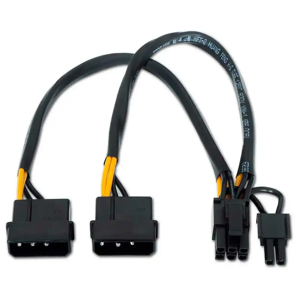 Aisens A131-0165 Power Cable Graphics Card 2 Molex AMP 4 Pin to 1 PCIe 6+8 Pin M/M Black for Graphic PC PCI Express