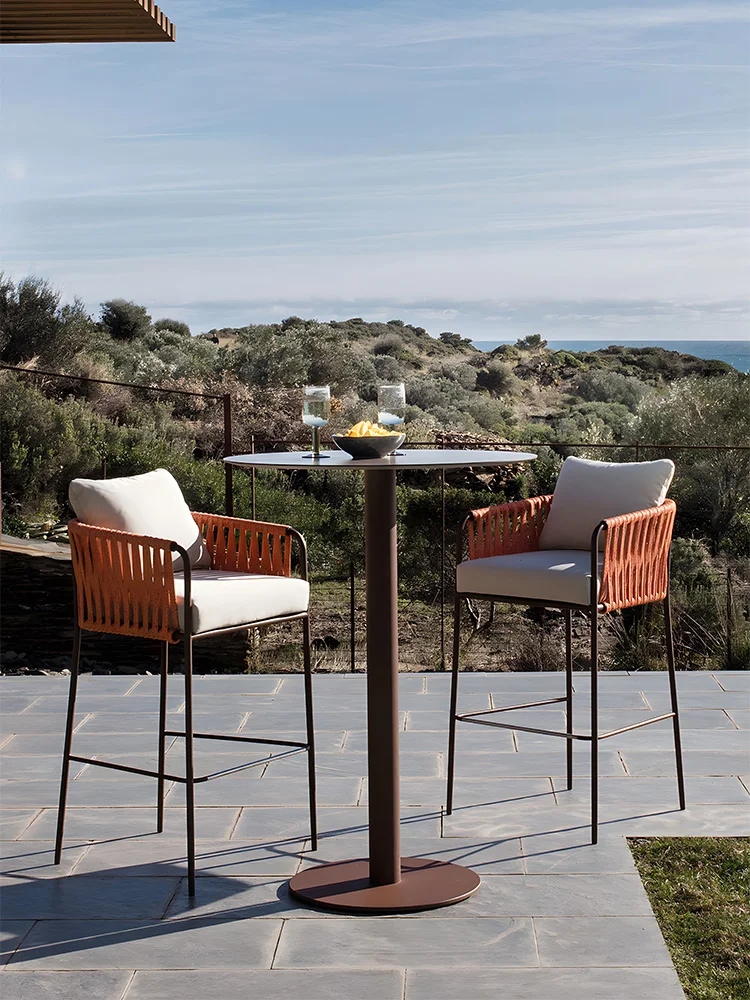 

Outdoor Bar Table and Chair Hotel Garden Villa Courtyard Simple Leisure Balcony Outdoor Outdoor Rock Slate Bar Chair