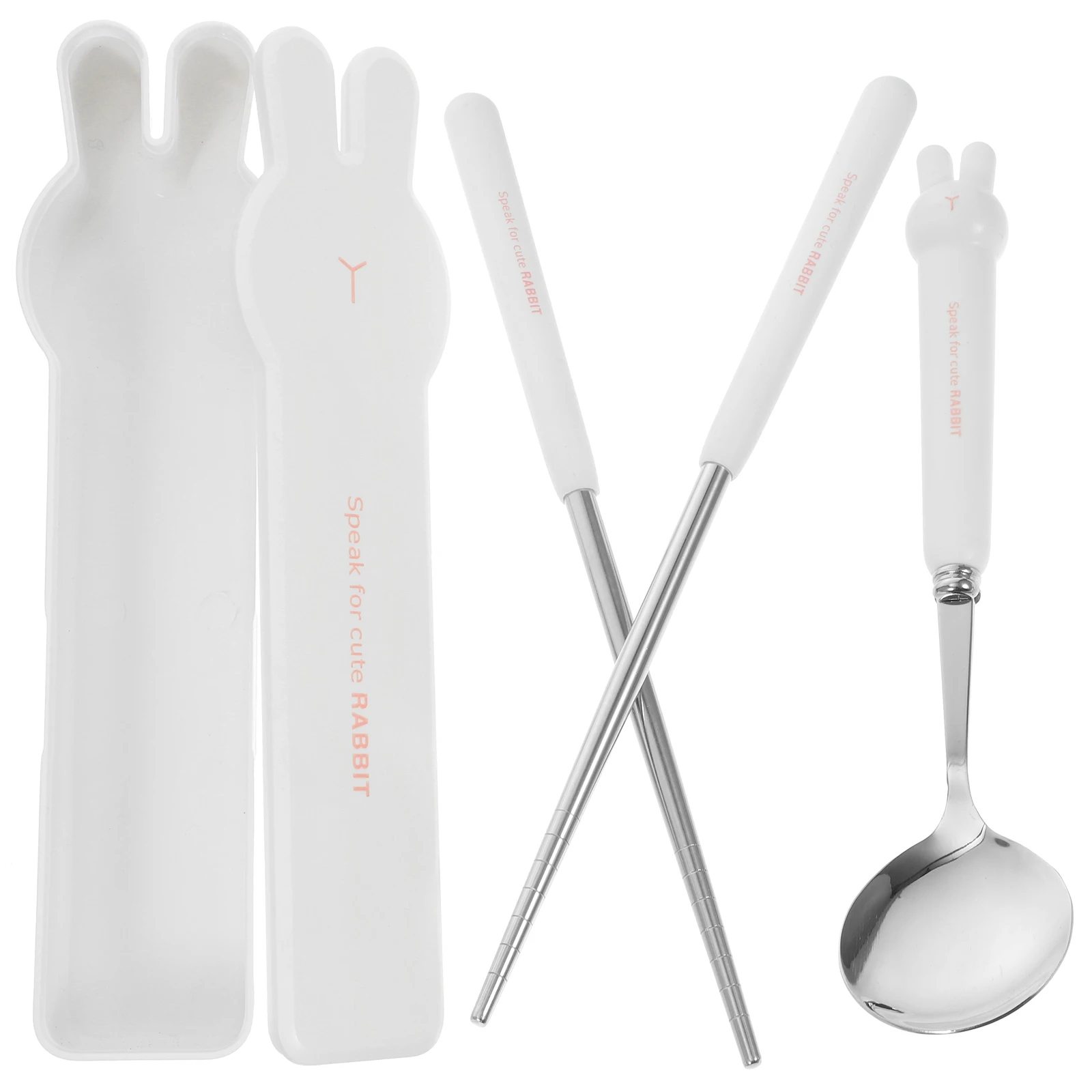 

s Reusable Spoon Portable Cutlery Set Rabbit Travel Utensils with Chopsticks Serving