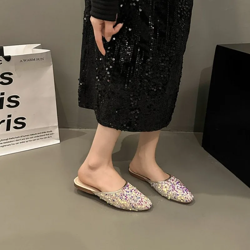 

Woman Slippers Wedding Summer Rubber Black Shoes for Women 2026 Sandals Slides Jewels Crystals Flat Korea Style