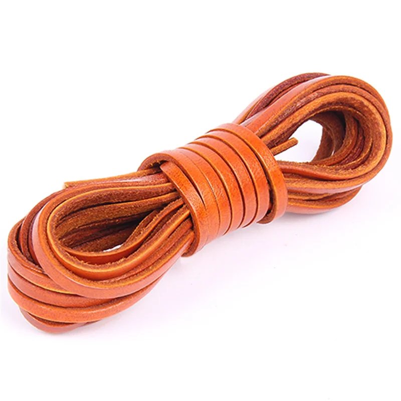 2meters 1 2 3 4 5 6 mm Round Flat Genuine Leather Cord Vintage Color Leather Rope String Diy Bracelet Necklace Jewelry Making