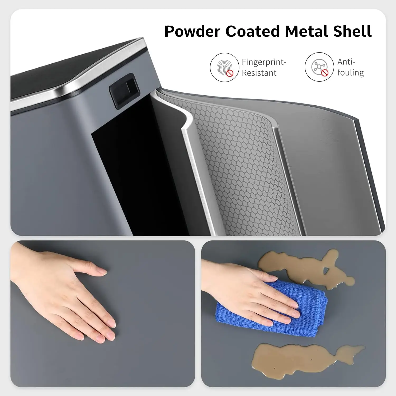 16 Gal (60 L) Stainless Steel Kitchen Trash Can Dual Recycling Bin Garbage Can with Lid Garbage Bin Dustbin w/ Soft-Close Lid