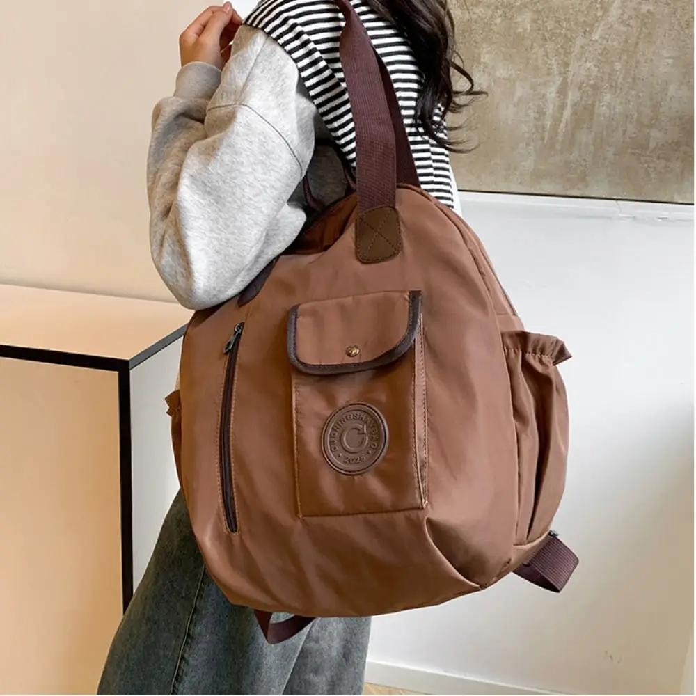 Korean Style Swimming Nylon Backpack Solid Color Large Capacity Round Shape Shoulder Bag Nylon Niche Design Fitness Bag