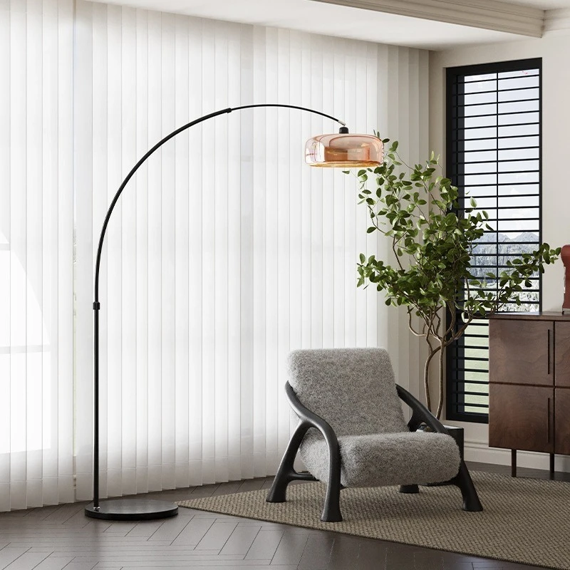 

Italian Light Luxury Fishing Floor Lamp Living Room Sofa Brown Floor Lamp LED Room Warm Atmosphere Vertical Floor Lamp