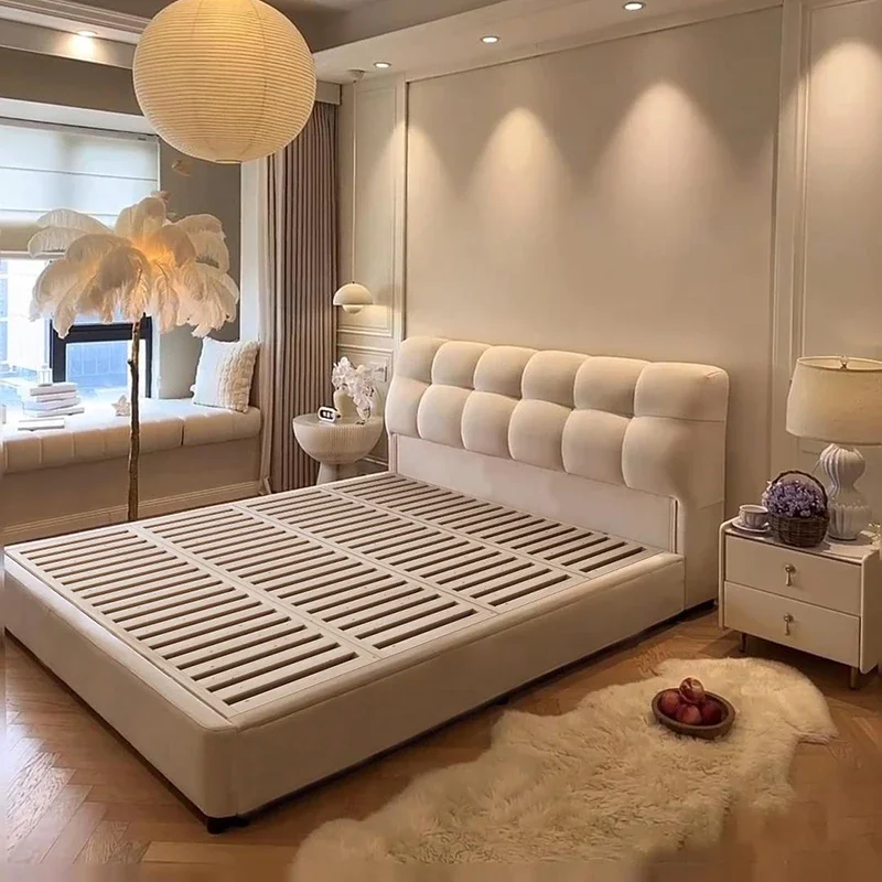 Technology Master Bedroom Bed Cloth Art Flannel Sleeping Storage Bed Modern Double Testiera Letto Matrimoniale Home Accessories