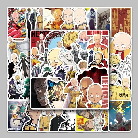 57pcs Anime One Punch Man Stickers Japanese Manga Cartoon Saitama Genos Drawing Doodle Decoration for Notebooks Cases