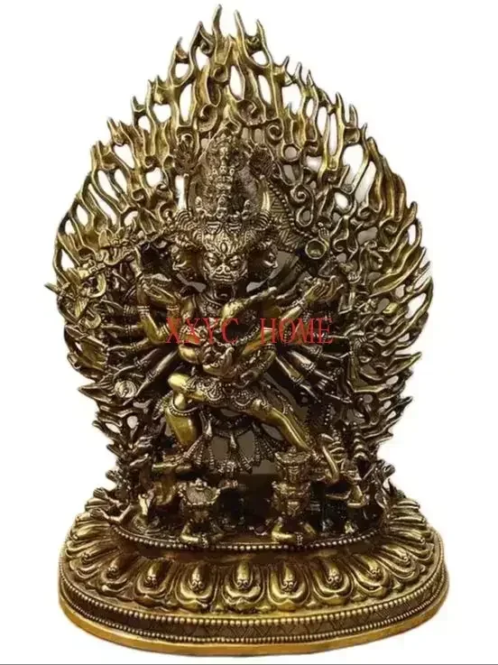 

China Tibet Yamantaka Lord of Hell Bull Head Buddha Bronze Statue