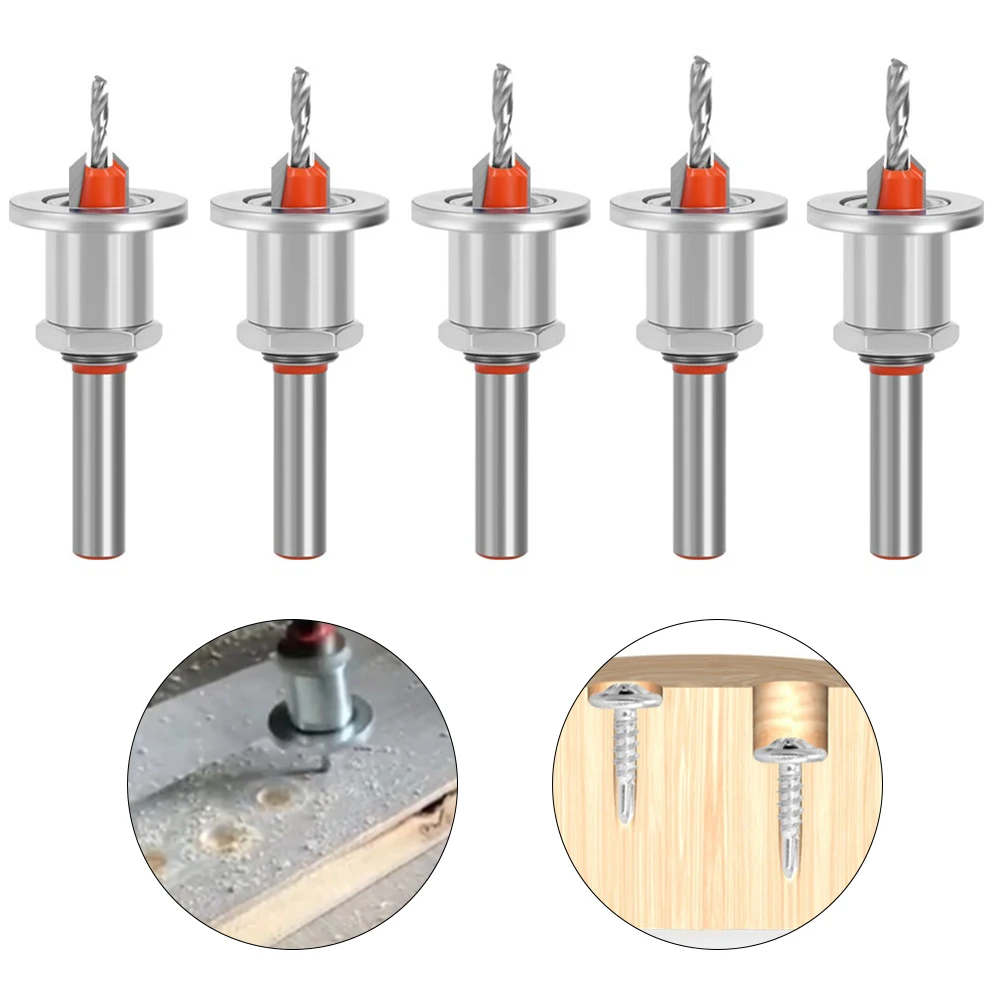 1PC 8mm Shank Countersink Drill Bit Adjustable Locator Woodworking Router Bit Milling Cutter Screw Extractor Wood Drilling Bit