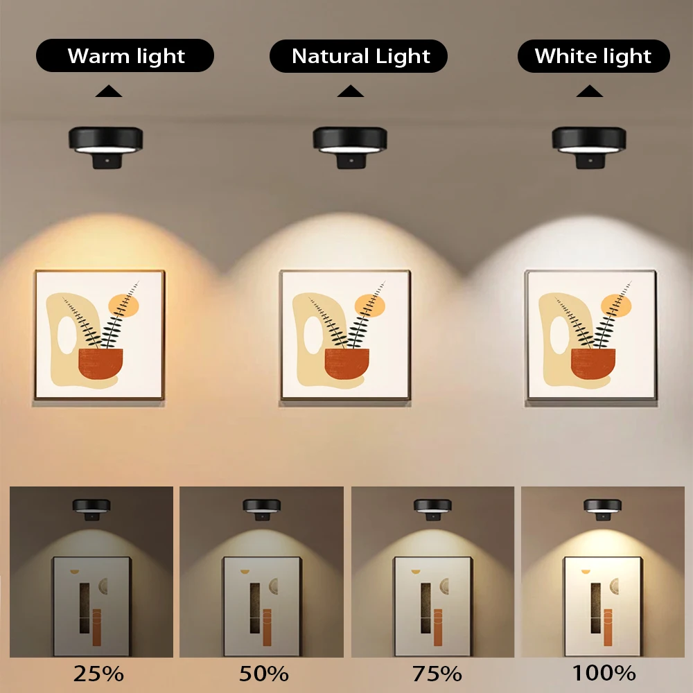 LED ضوء الليل 3-Color اللوحة ضوء خزانة ضوء سطوع عكس الضوء قابلة للشحن اللمس التحكم عن بعد ضوء الليل بات الخفيفة