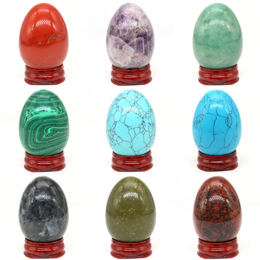 

34x49mm Natural Stone Egg Figurine Polished Healing Crystal Easter Eggs Sphere Sculpture Reiki Gemstone Crafts Home Decor