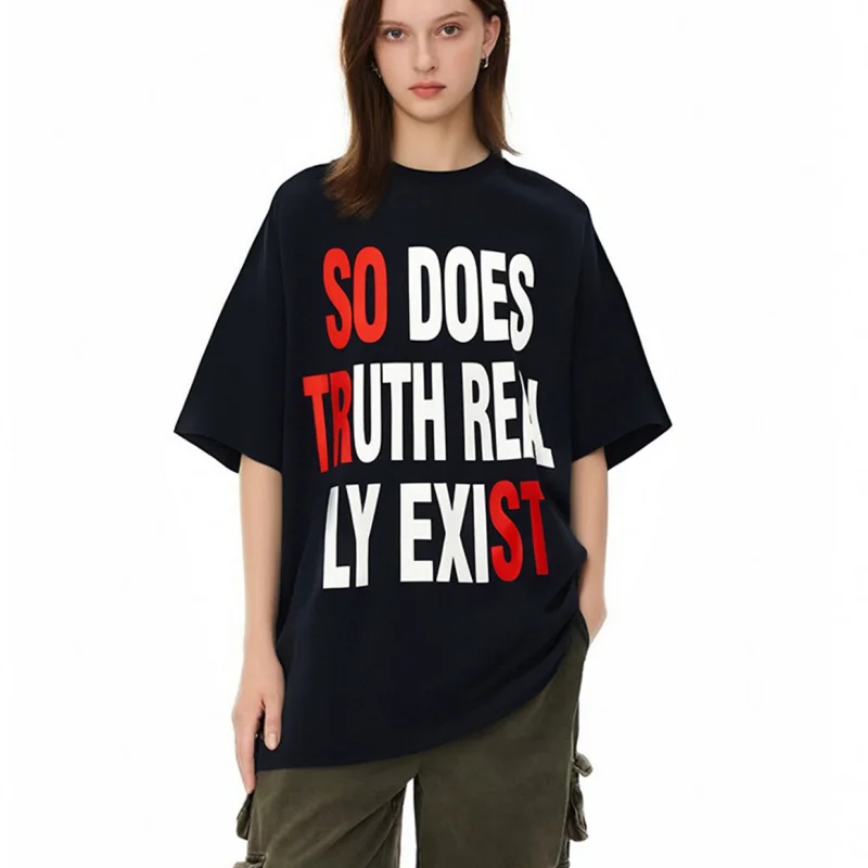 تي شيرت رجالي قطني فضفاض كبير الحجم - Y2K رقبة دائرية وأكمام قصيرة قابل للتنفس ملابس الشارع القوطية كاجوال للاستخدام الخارجي