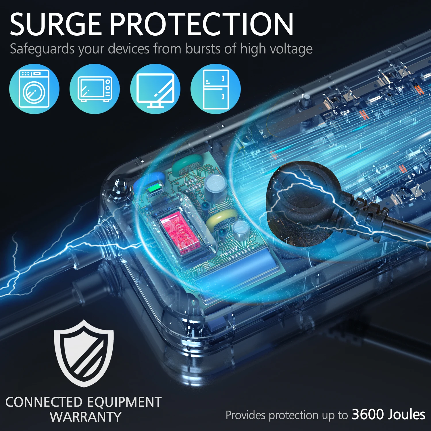 Lencent Power Strip Surge Protector Met 12 Outlets 4 Usb 1 Type C 6Ft Verlengsnoer (1875W/15A,3600J) Meerdere Socket Voor Thuis