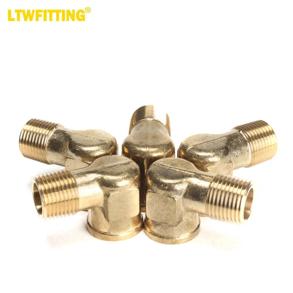 

LTWFITTING Brass Pipe 90 Deg 1/2-Inch NPT Street Elbow Forged Fitting Fuel Air Boat(Pack of 5)