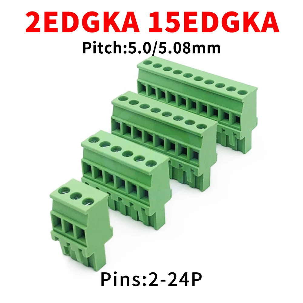 (10 PCS) KF 2EDGKA 5.08mm 5.0mm Solderless Plug-in Terminal Block JM 15EDGKA 5.08 / 5.0 Side Outlet Upright Plug 2~24Pin
