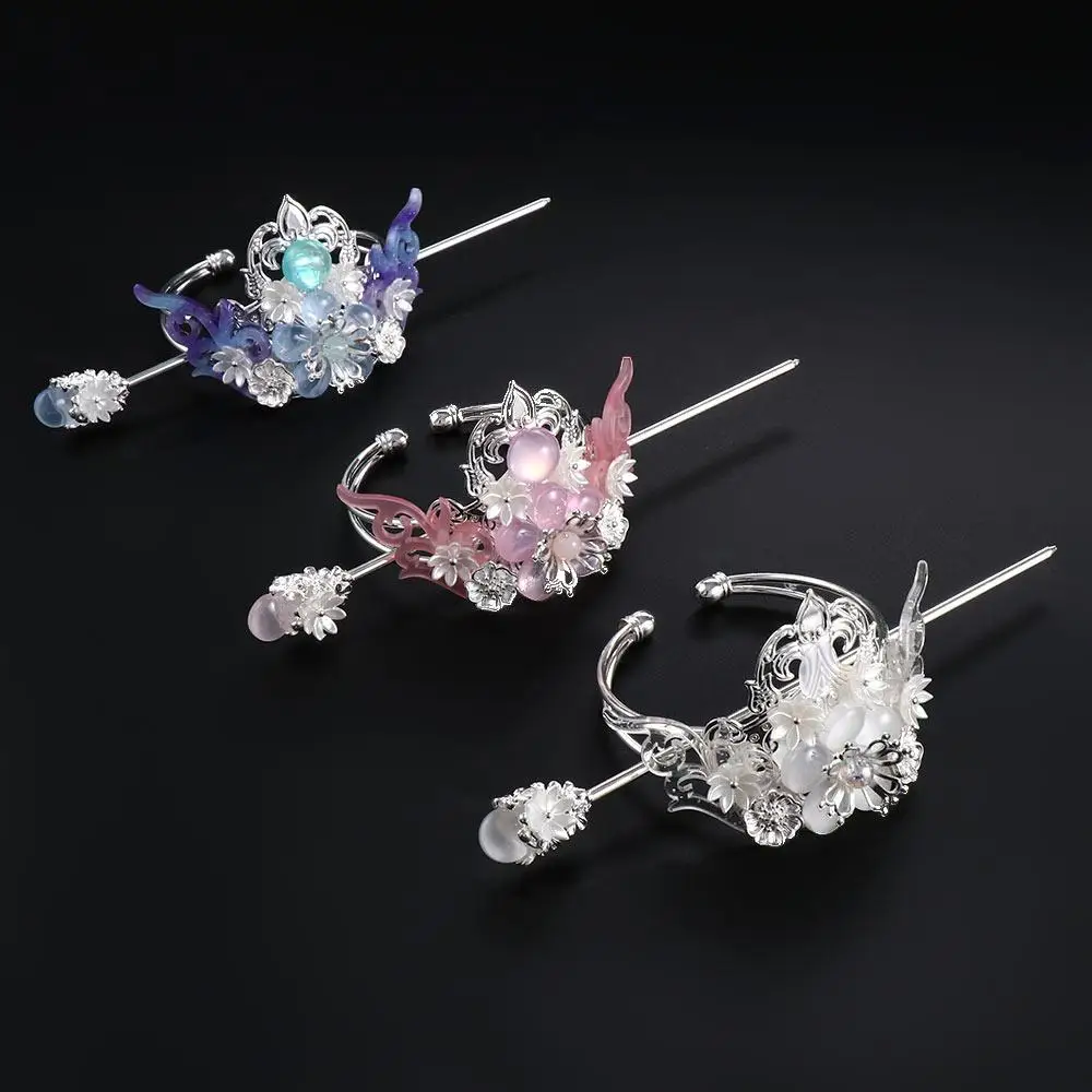 Hair Insert Ponytail Holder Ladies Couple Circel Female Hair Fork Floral Hair Stick Hair Accessories Chinese Style Hairpins