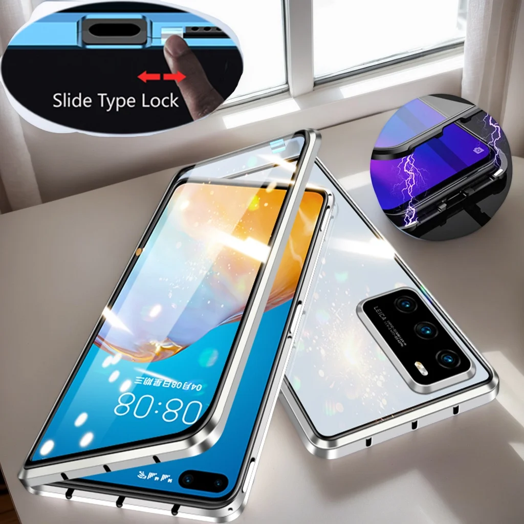 360 °   Metalowa Ramka Magnetyczna Obudowa na Telefon Honor Magic 6 7 Pro 4 5 Lite 5G Dwustronne Szkło Hartowane Zatrzaskowe Etui — zdjęcie produktu 4